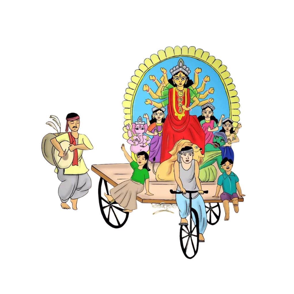 Durga Idol Procession Sticker | Durga Puja Sticker | Customized Sticker BD