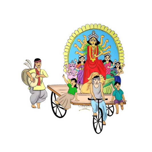 Durga Idol Procession Sticker | Durga Puja Sticker | Customized Sticker BD