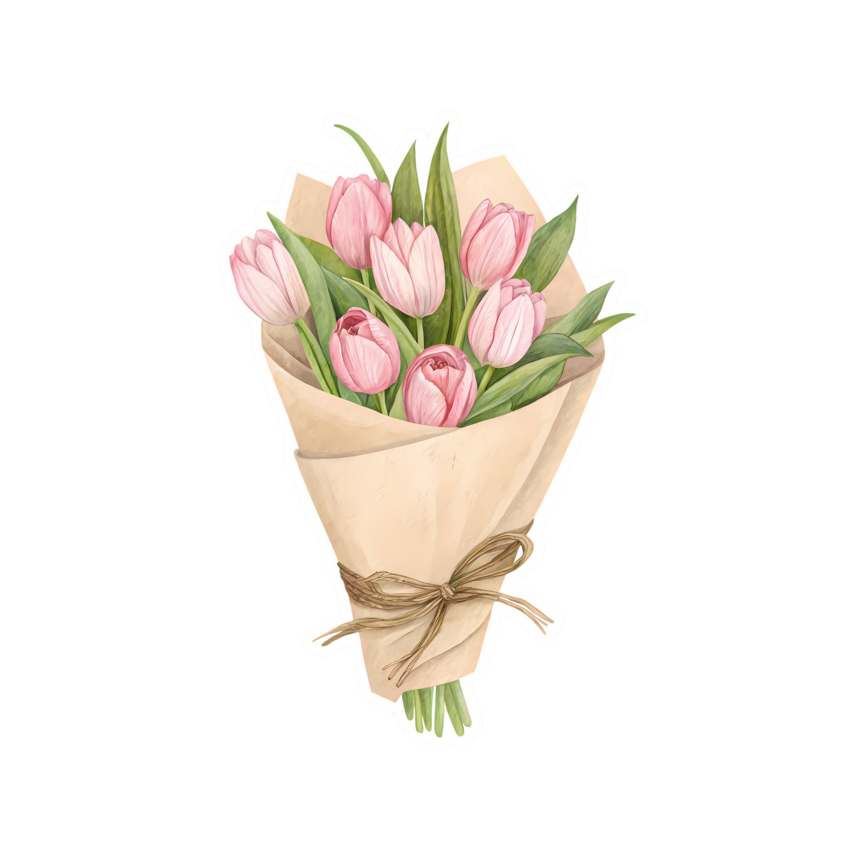 Pink Tulip Bouquet Sticker | Customized Sticker BD