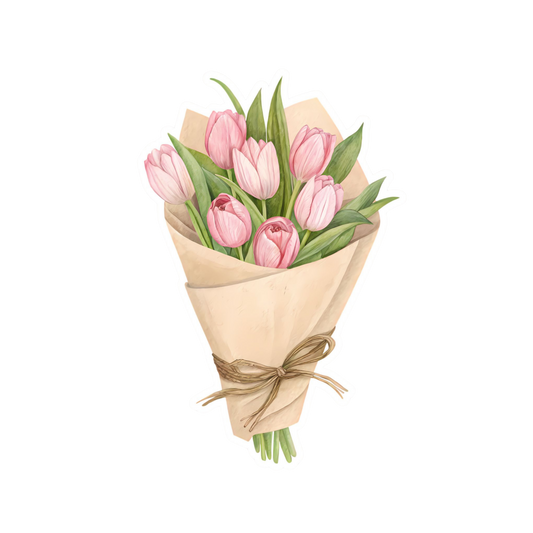 Pink Tulip Bouquet Sticker | Customized Sticker BD