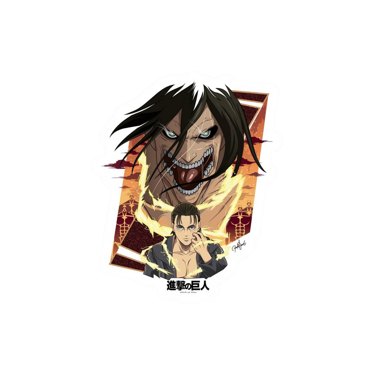 Eren Attack Titan Poster Sticker | Attack on Titan | Anime Sticker