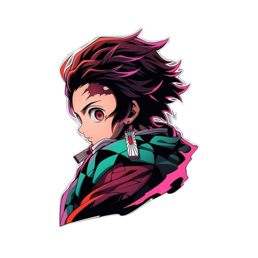 Tanjiro Kamado Sticker | Neon Portrait | Demon Slayer