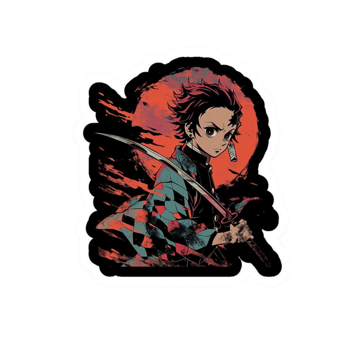 Tanjiro Kamado Sticker | Red Moon Battle | Demon Slayer