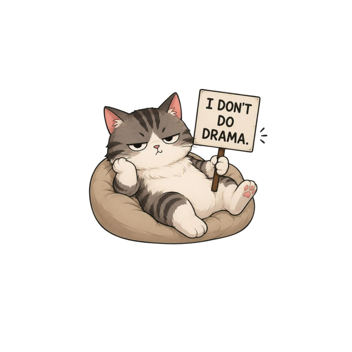 I Don't Do Drama Cat Sticker | Attitude Sticker | Customized Sticker BD