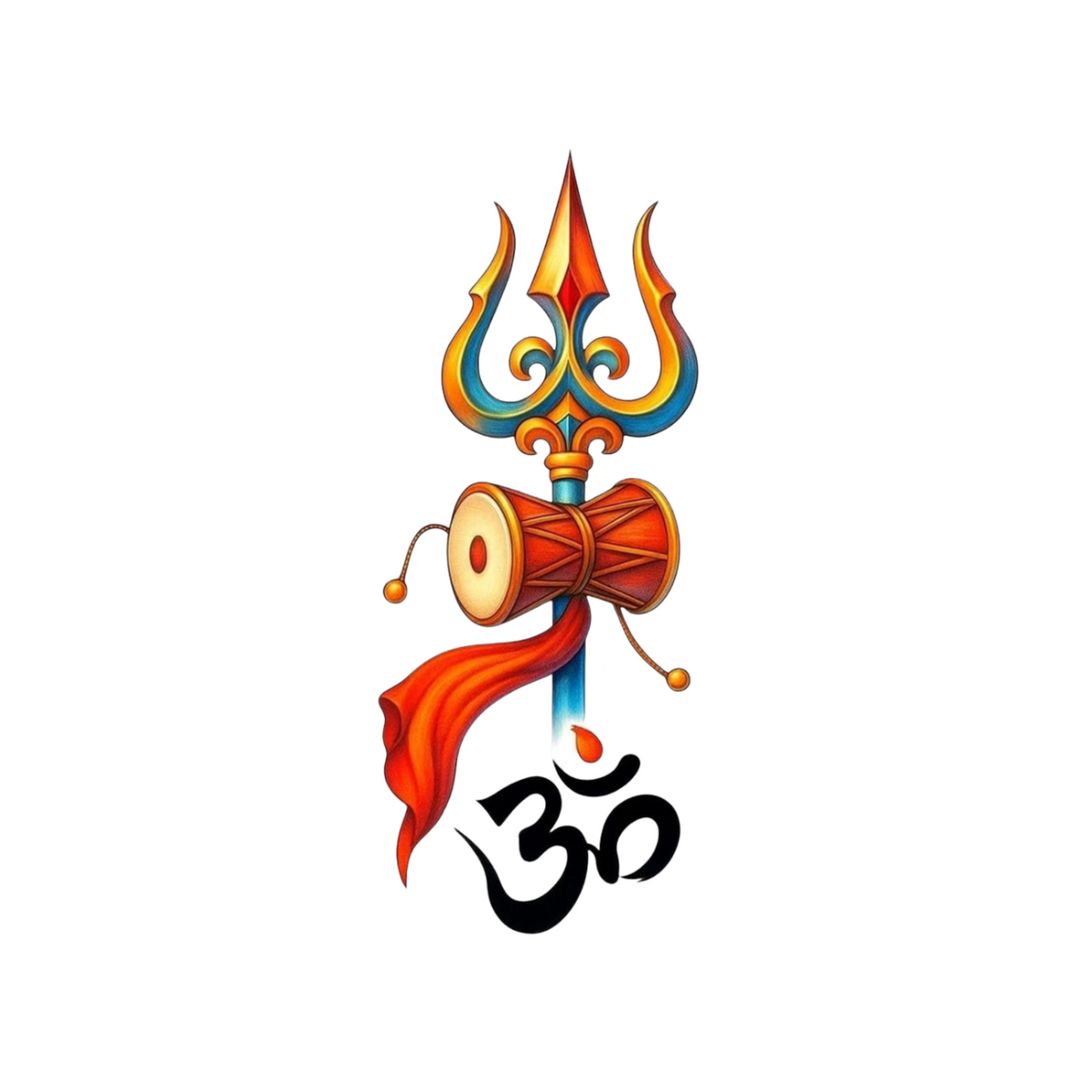 Trishul Damaru Om Sticker | Om, Gods, Mantras & Spritual Symbol | Customized Sticker BD