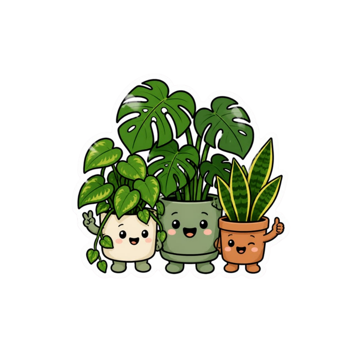 Cute Houseplant Friends Sticker | Kawaii Plant Sticker BD