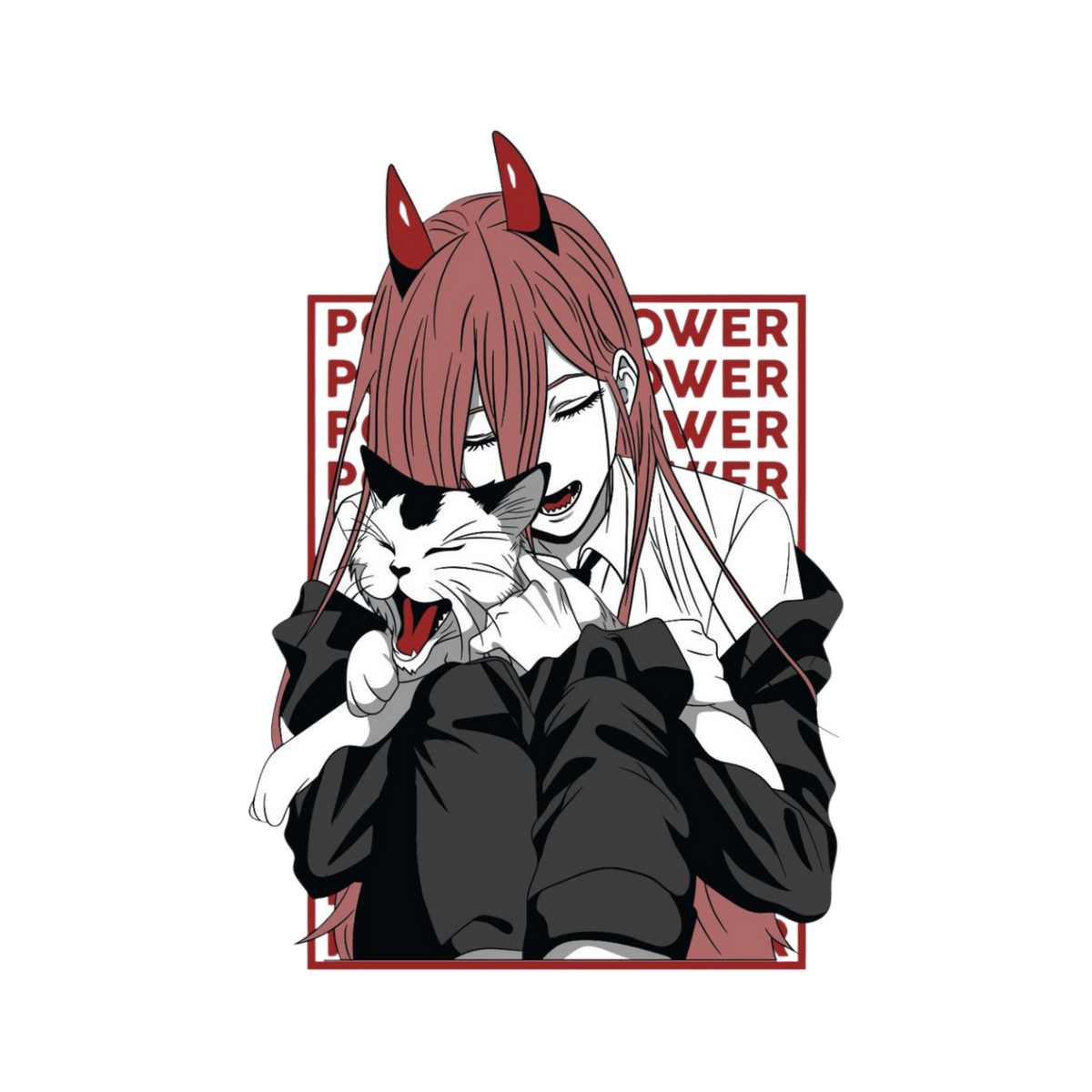 Power & Meowy Sticker | Chainsaw Man Anime Sticker | Customized Sticker BD