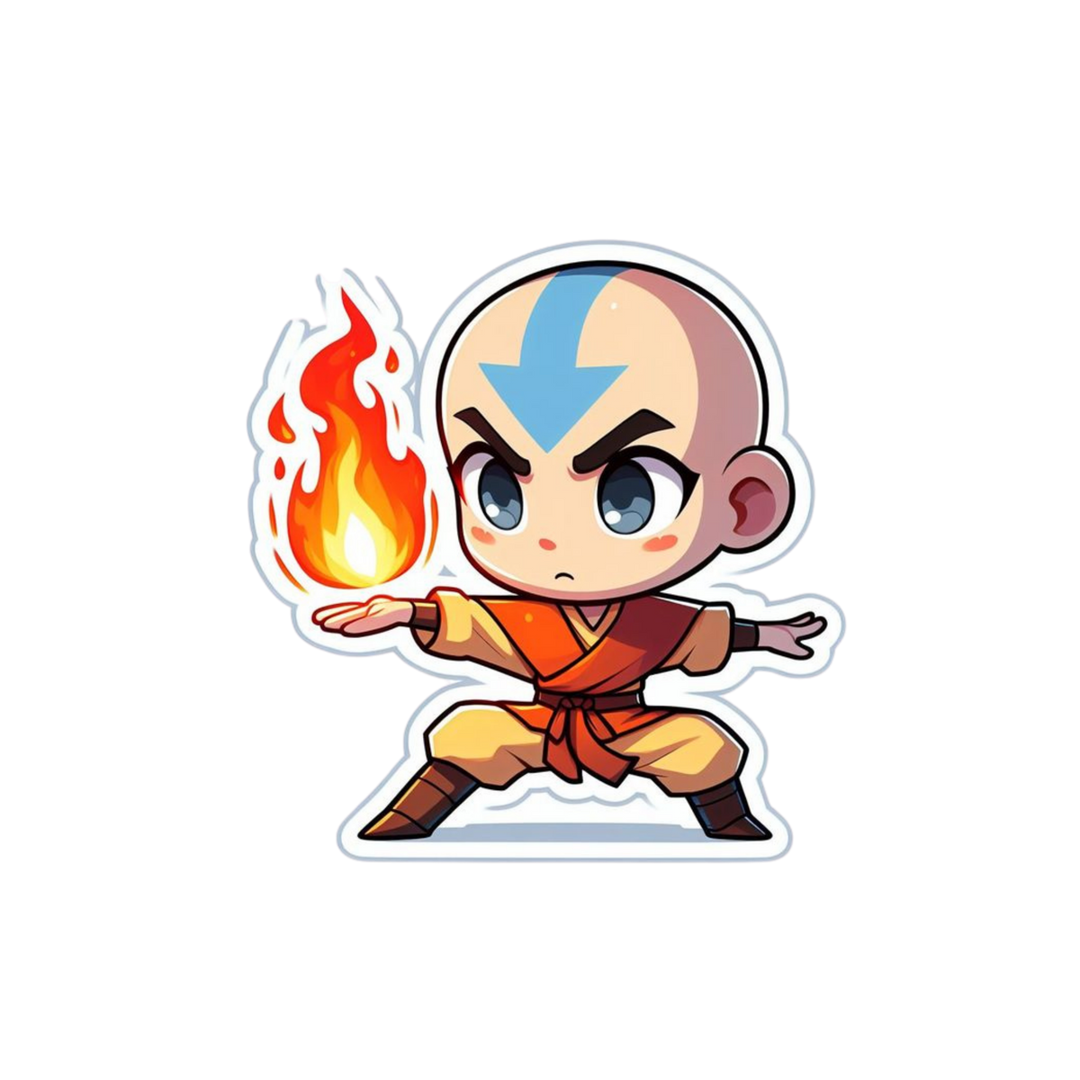 Avatar: The Last Airbender Chibi Aang Firebending Pose Sticker | Customized Sticker BD