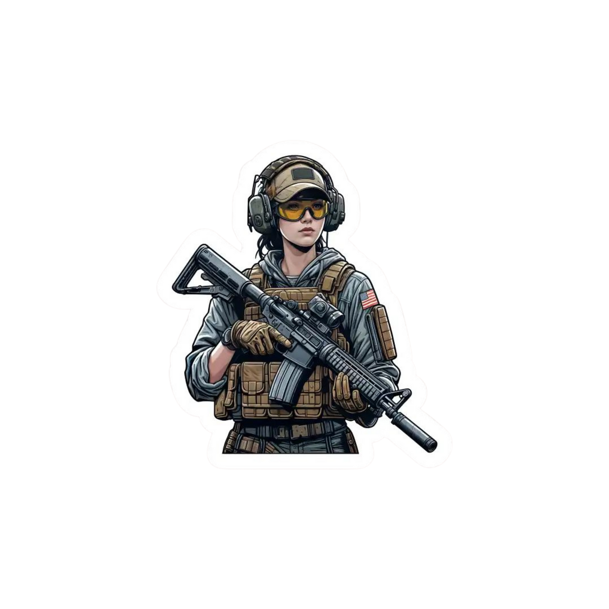 Female Soldier Tactical Combat Sticker | Combat & Military | Customized Sticker BD