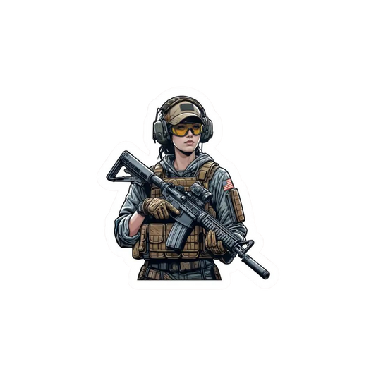 Female Soldier Tactical Combat Sticker | Combat & Military | Customized Sticker BD