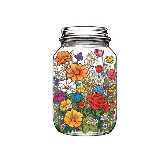 Wildflower Mason Jar Sticker | Floral Sticker BD