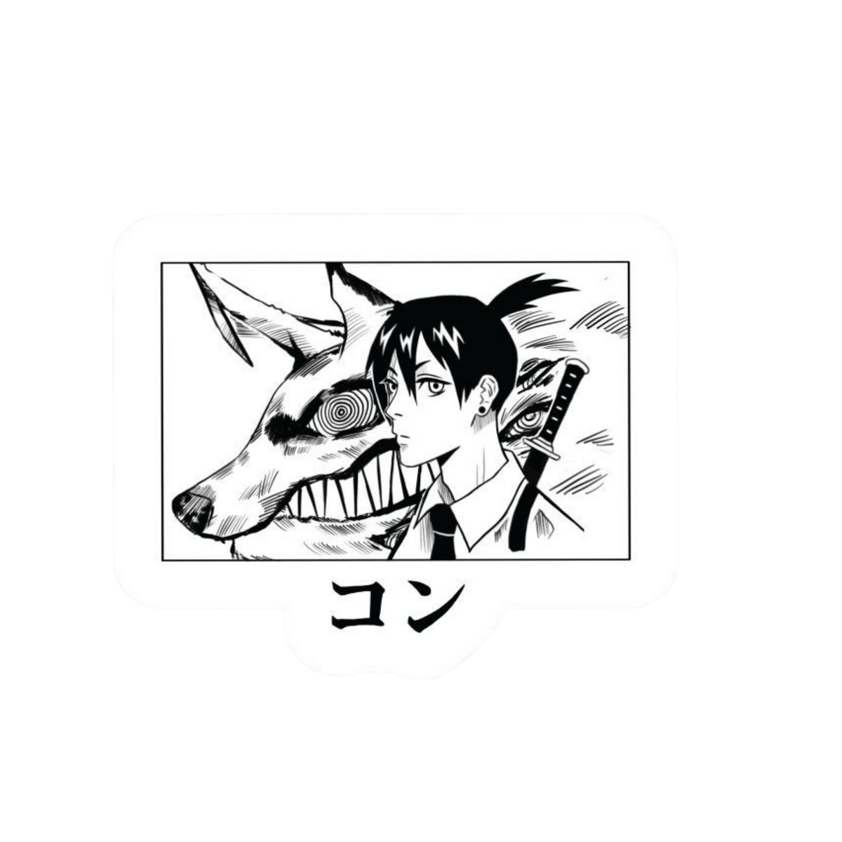 Aki & Fox Devil Sticker | Chainsaw Man Anime Sticker | Customized Sticker BD