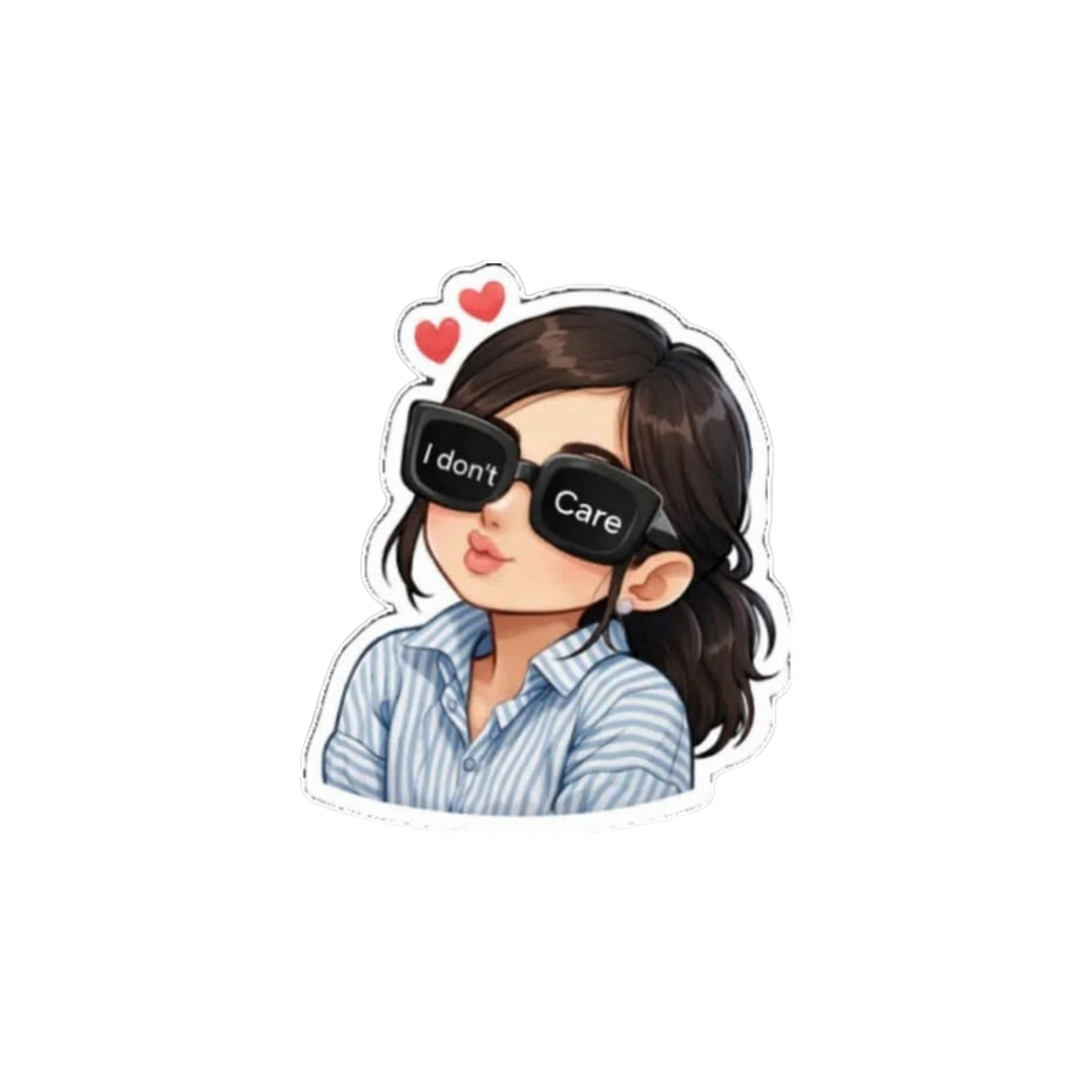 I Don't Care Sunglasses Girl Sticker | Attitude Sticker | Customized Sticker BD