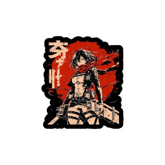 Mikasa Grunge Red Sun Sticker | Attack on Titan | Anime Sticker