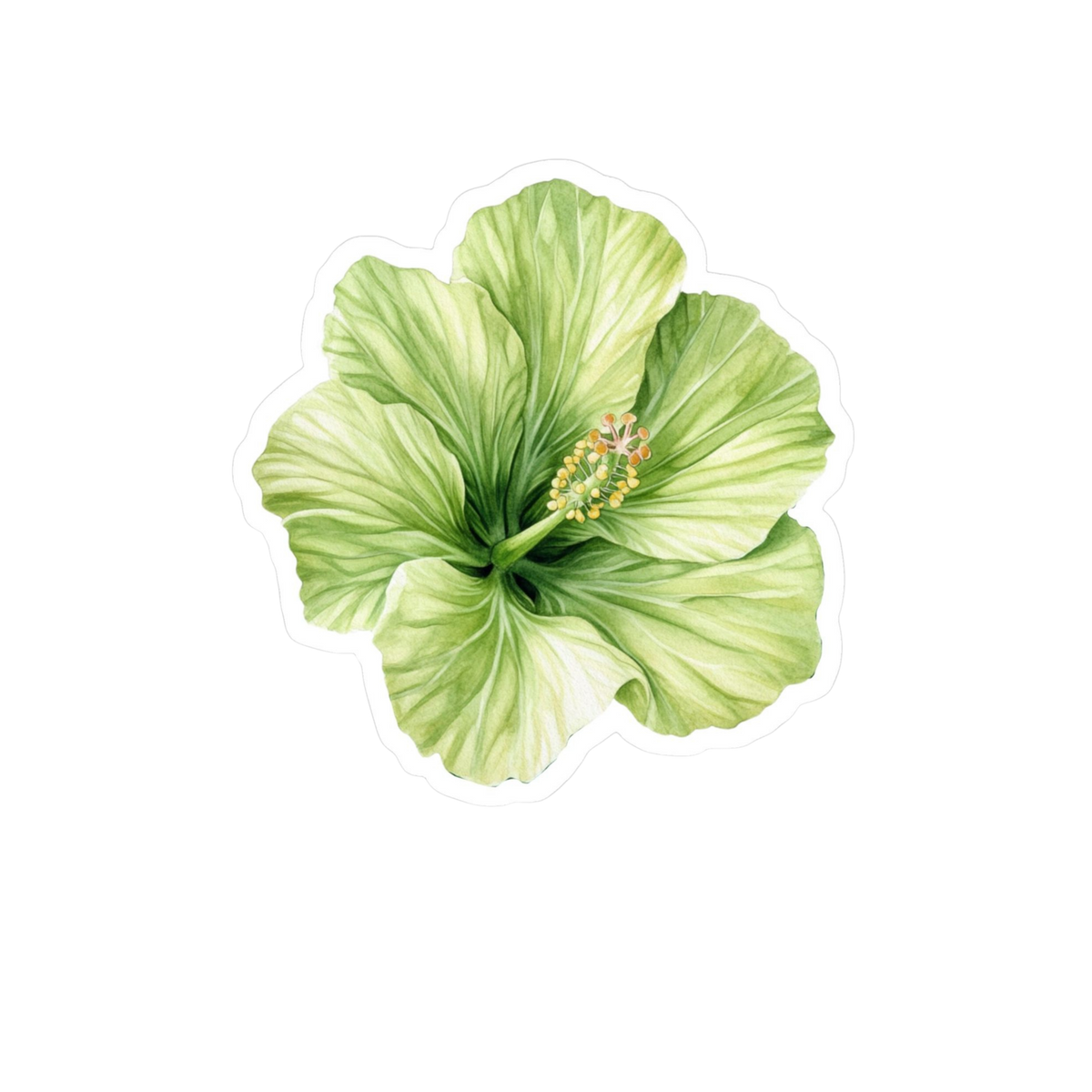 Green Hibiscus Flower Sticker | Floral Sticker BD