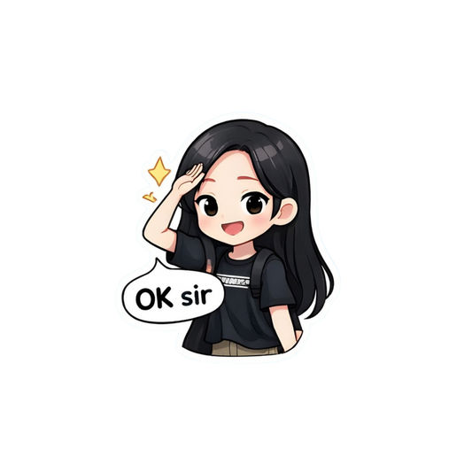 OK Sir Saluting Anime Girl Sticker | Attitude Sticker | Customized Sticker BD