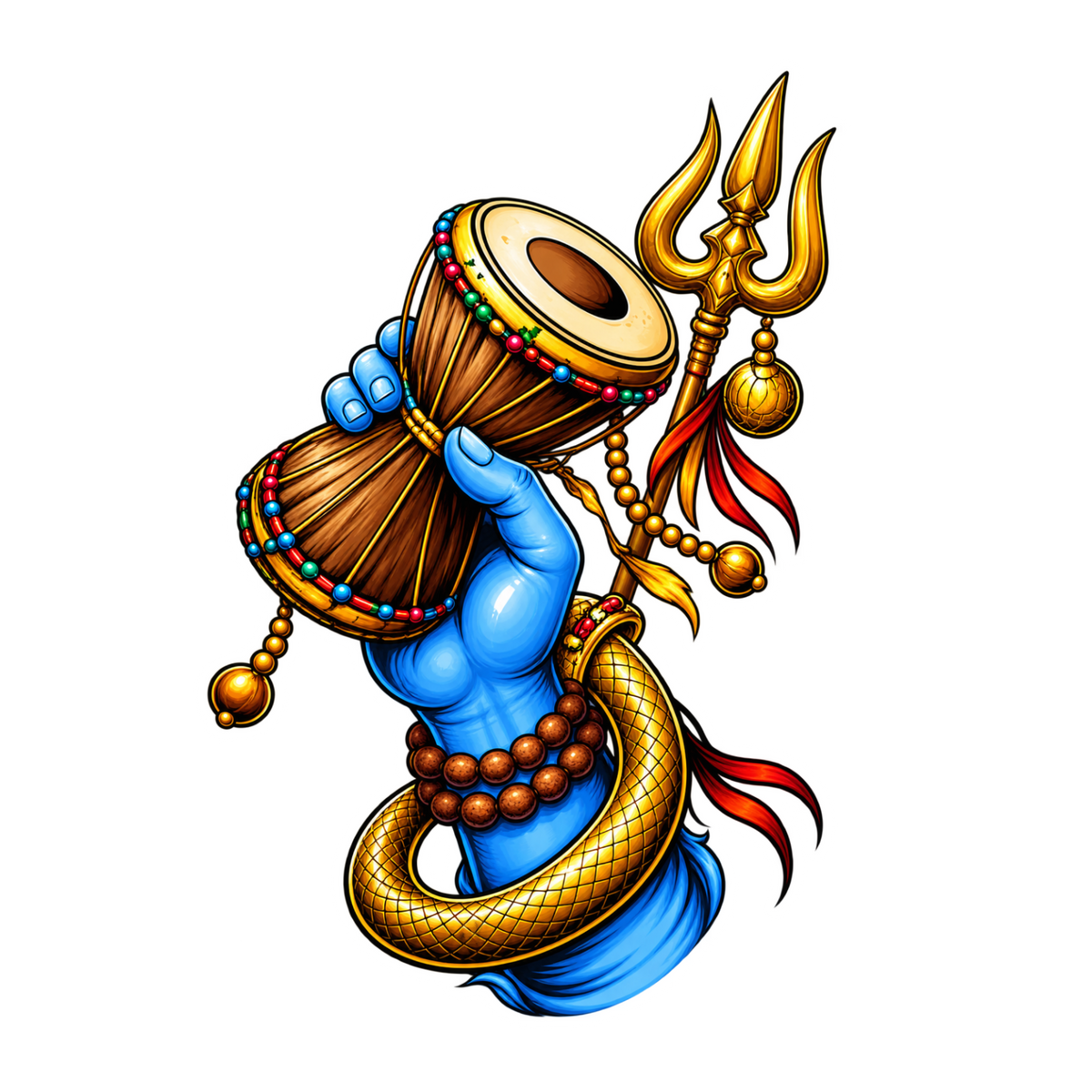 Shiva Hand Damaru Trishul Sticker | Om, Gods, Mantras & Spritual Symbol | Customized Sticker BD