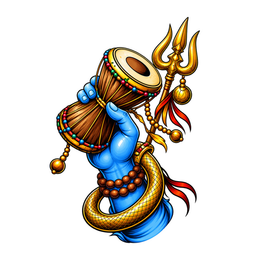 Shiva Hand Damaru Trishul Sticker | Om, Gods, Mantras & Spritual Symbol | Customized Sticker BD
