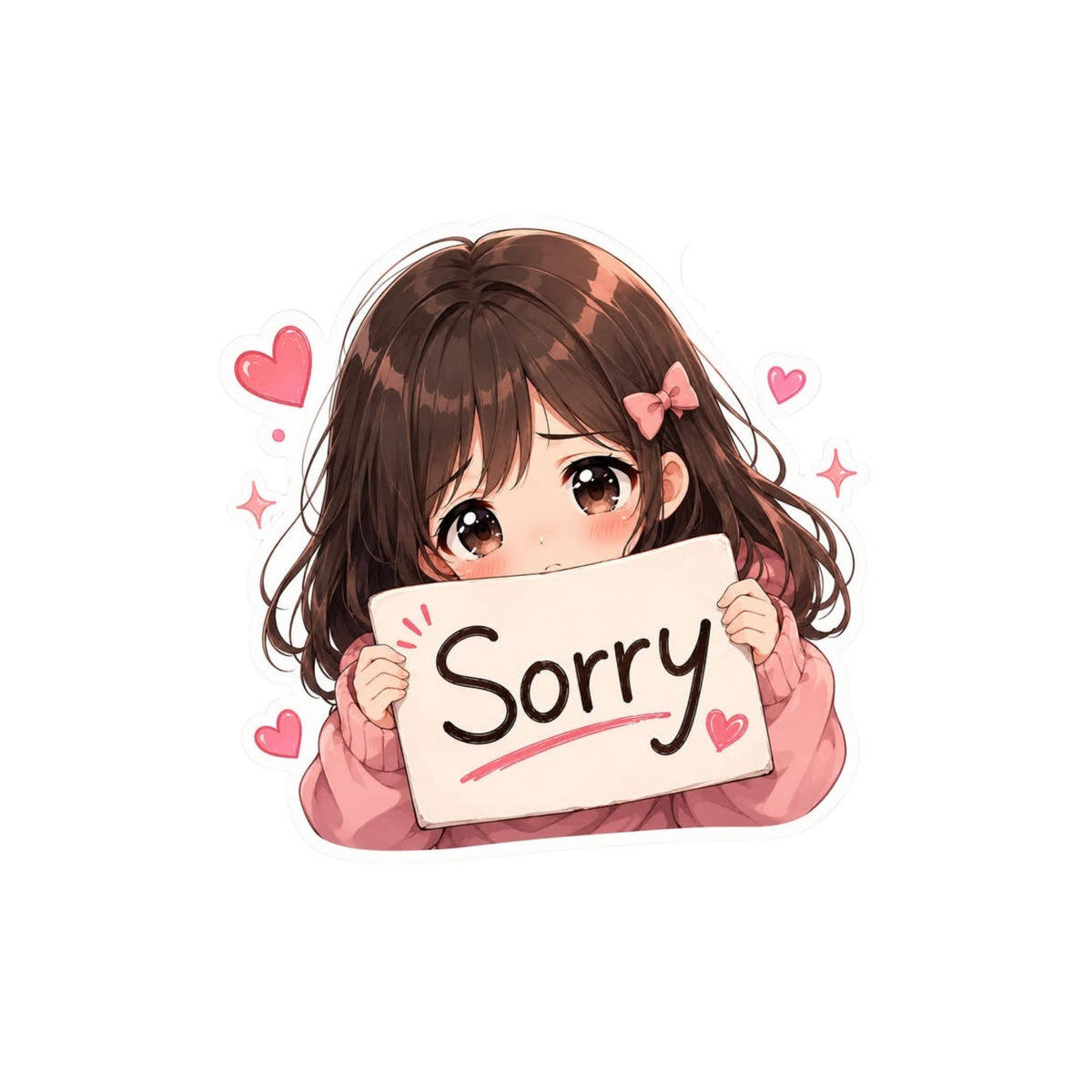 Sorry Anime Girl Sticker | Attitude Sticker | Customized Sticker BD