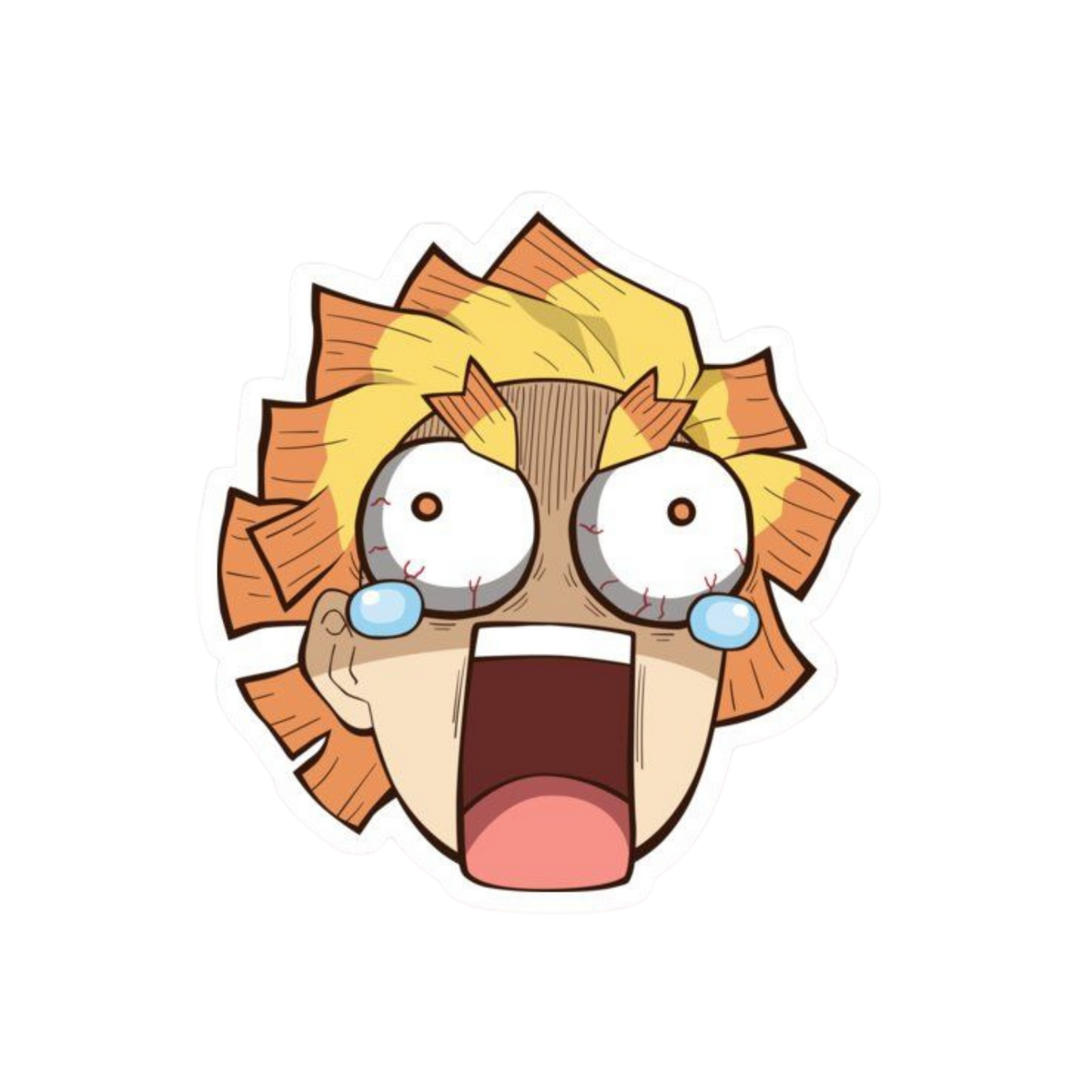 Zenitsu Agatsuma Sticker | Scared Crying Face | Demon Slayer