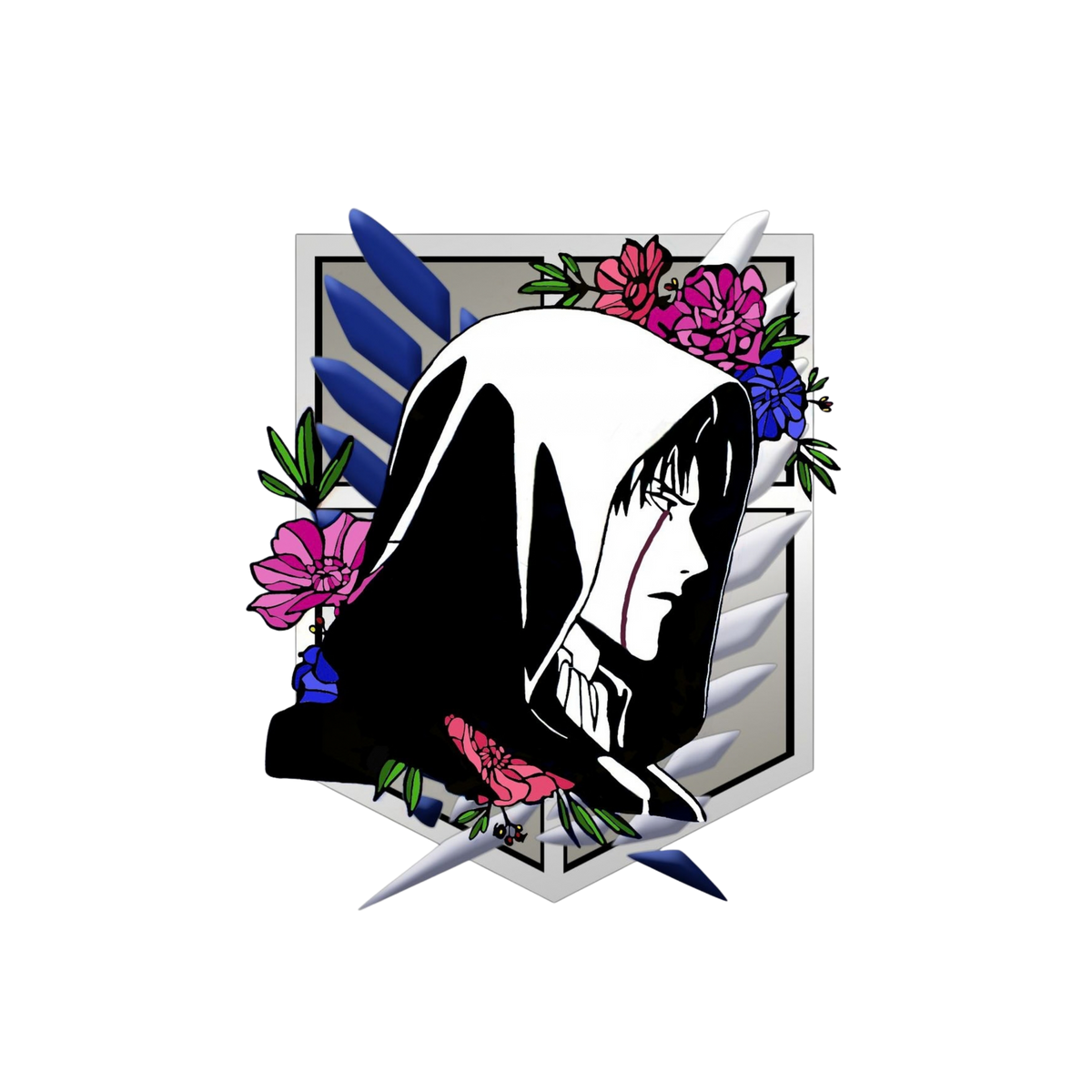 Levi Floral Wings of Freedom Crest Sticker | Attack on Titan | Anime Sticker