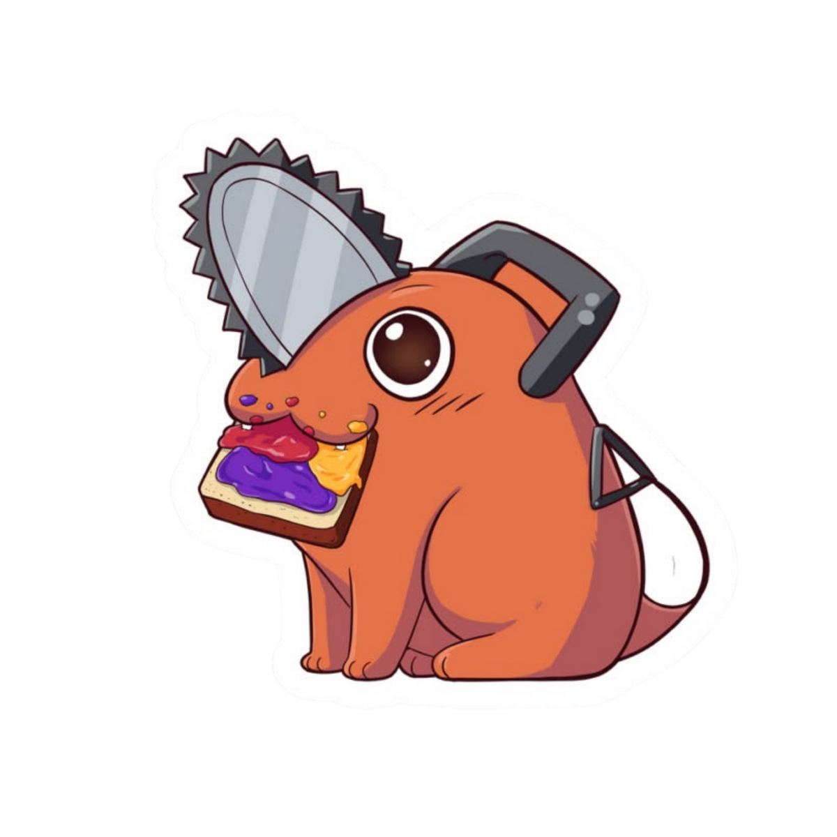 Pochita Eating Toast Sticker | Chainsaw Man Anime Sticker | Customized Sticker BD