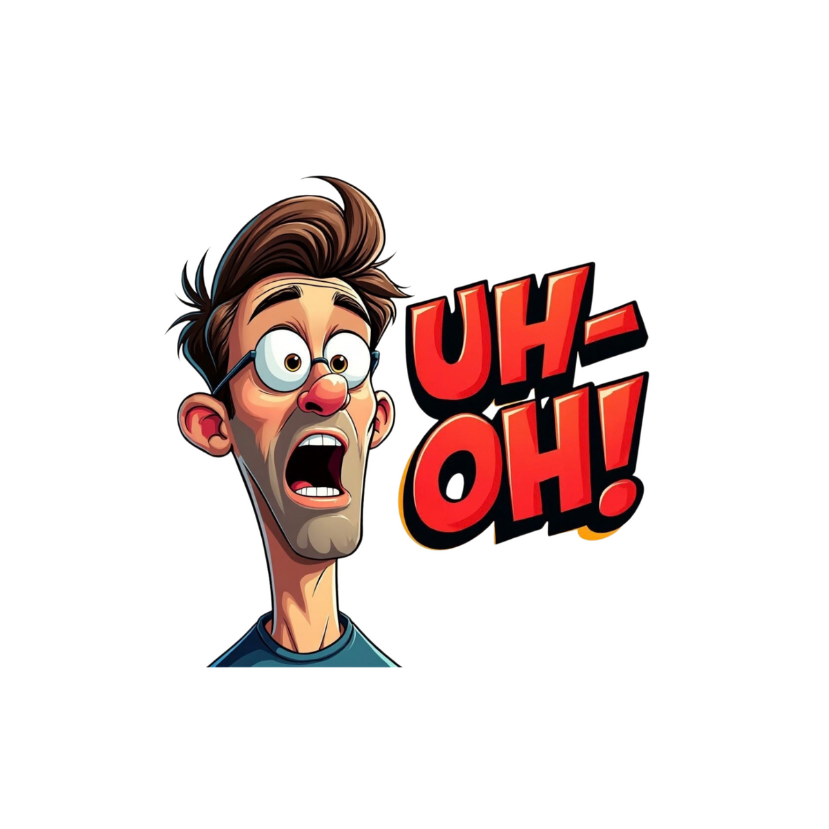 UH-OH! Funny Cartoon | Attitude Sticker | Customized Sticker BD