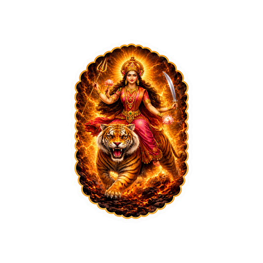 Durga on Tiger Sticker | Om, Gods, Mantras & Spritual Symbol | Customized Sticker BD