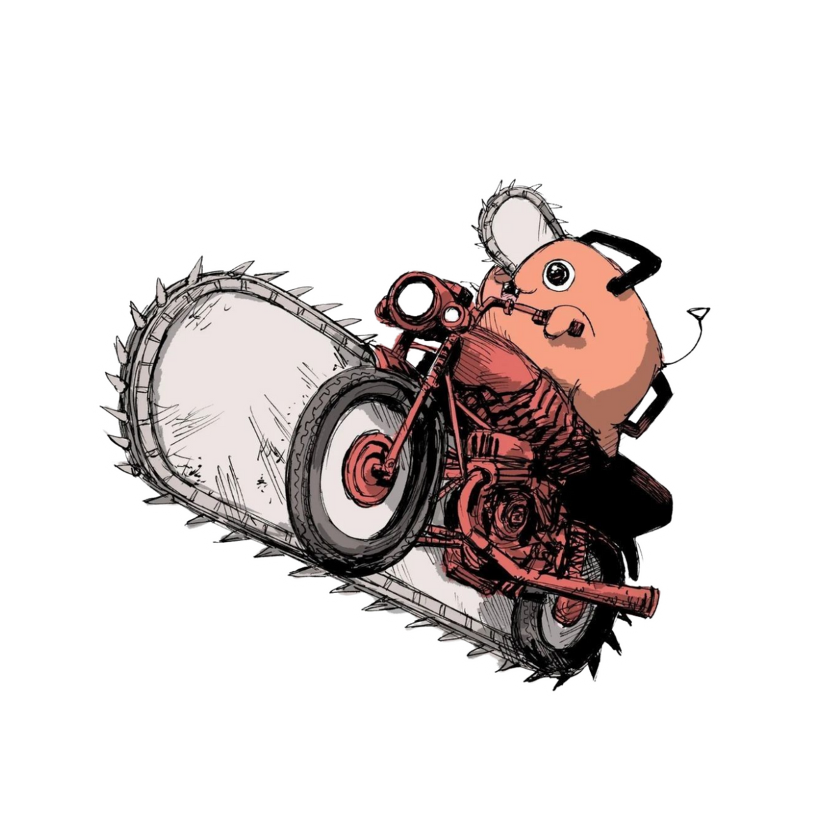 Pochita Motorcycle Sticker | Chainsaw Man Anime Sticker | Customized Sticker BD