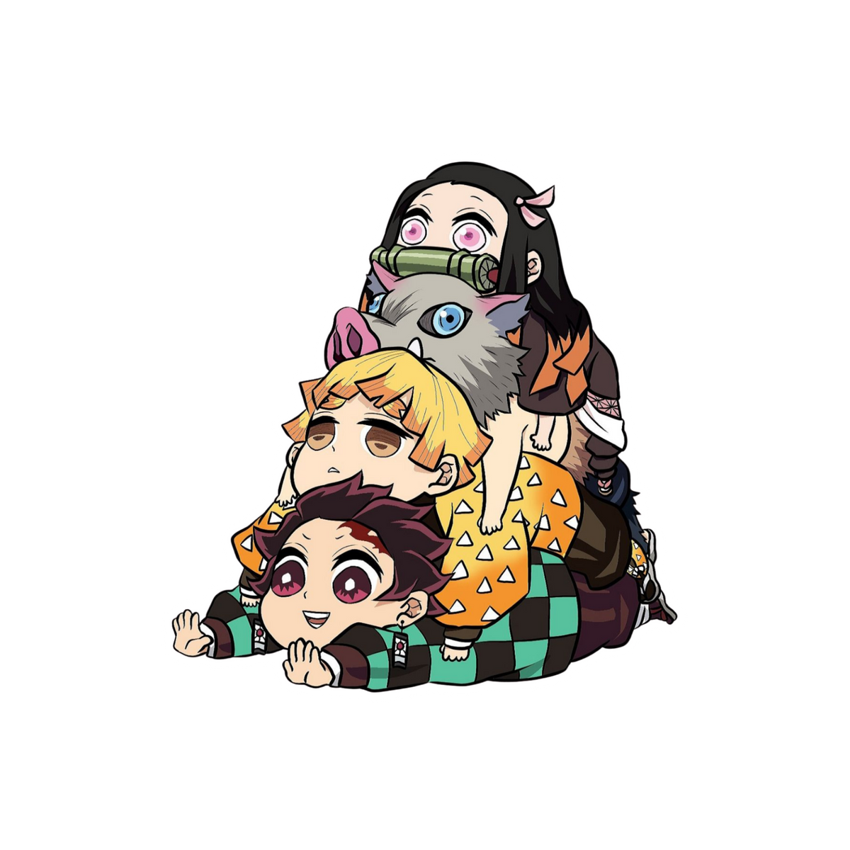Chibi Pile Up | Tanjiro Zenitsu Inosuke Nezuko | Demon Slayer
