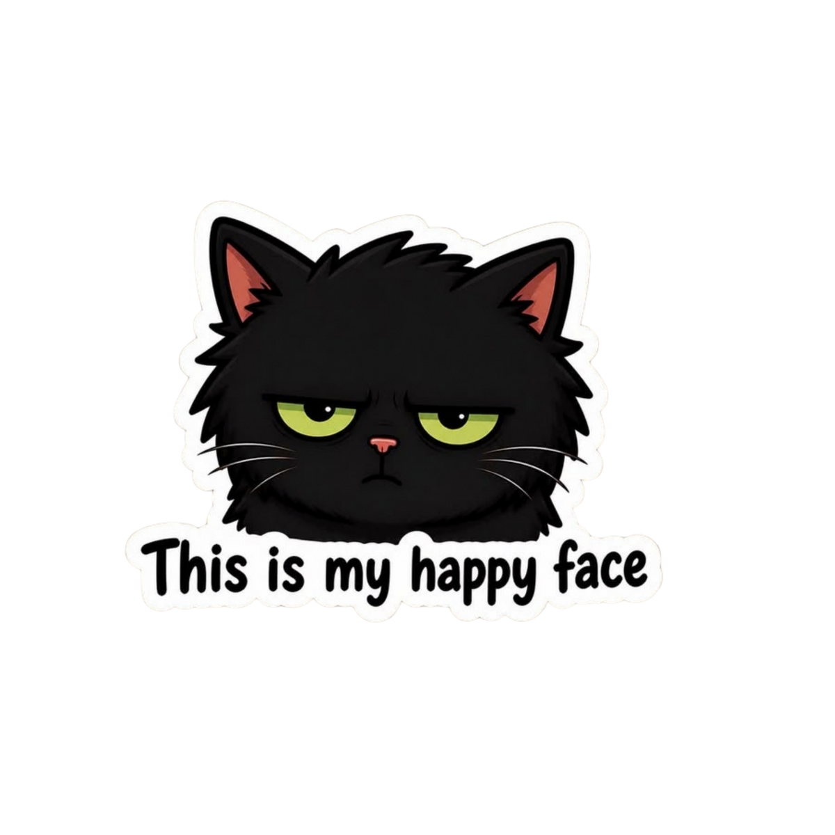 This Is My Happy Face Black Cat Sticker | Attitude Sticker | Customized Sticker BD