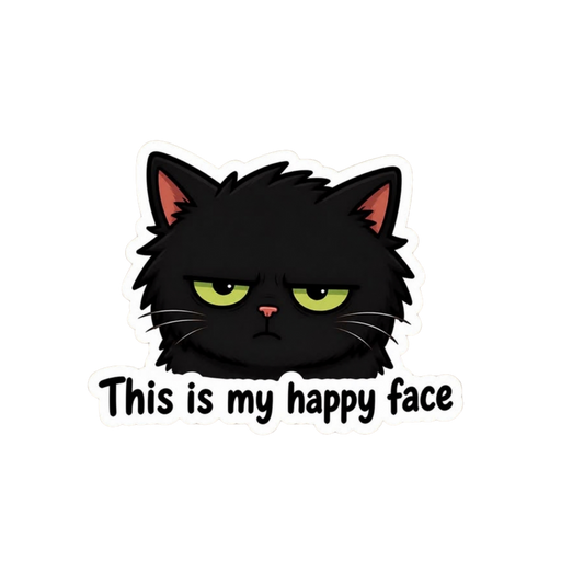 This Is My Happy Face Black Cat Sticker | Attitude Sticker | Customized Sticker BD