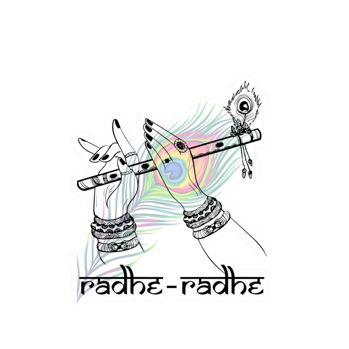 Radhe Radhe Flute Sticker | Om, Gods, Mantras & Spritual Symbol | Customized Sticker BD
