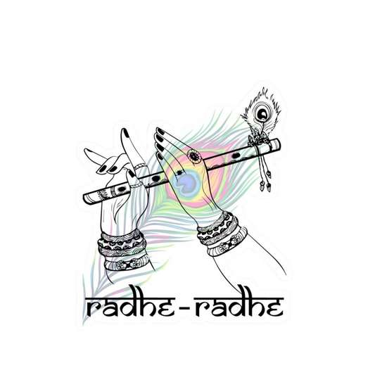 Radhe Radhe Flute Sticker | Om, Gods, Mantras & Spritual Symbol | Customized Sticker BD