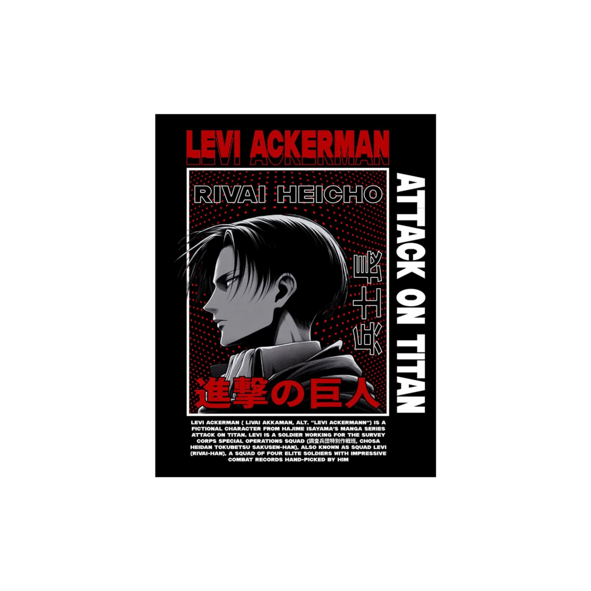 Levi Rivai Heicho Profile Poster Sticker | Attack on Titan | Anime Sticker