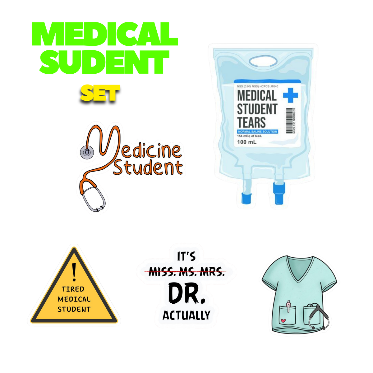 Medical Student Sticker Set | Doctor | Customized Sticker BD