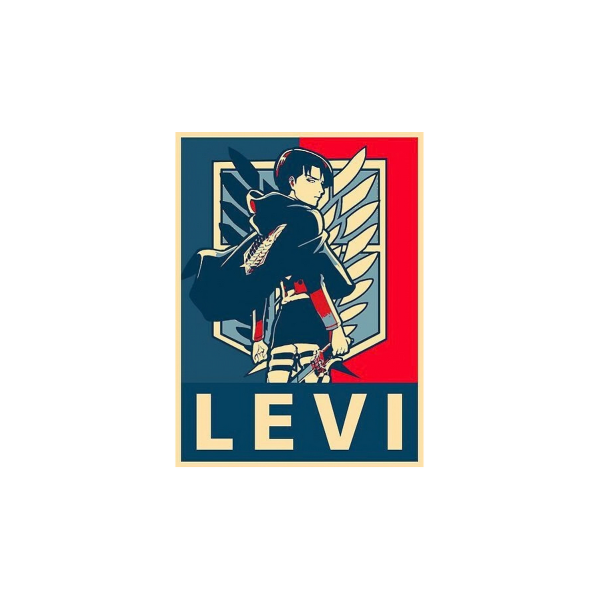 Levi Pop Art Propaganda Poster Sticker | Attack on Titan | Anime Sticker