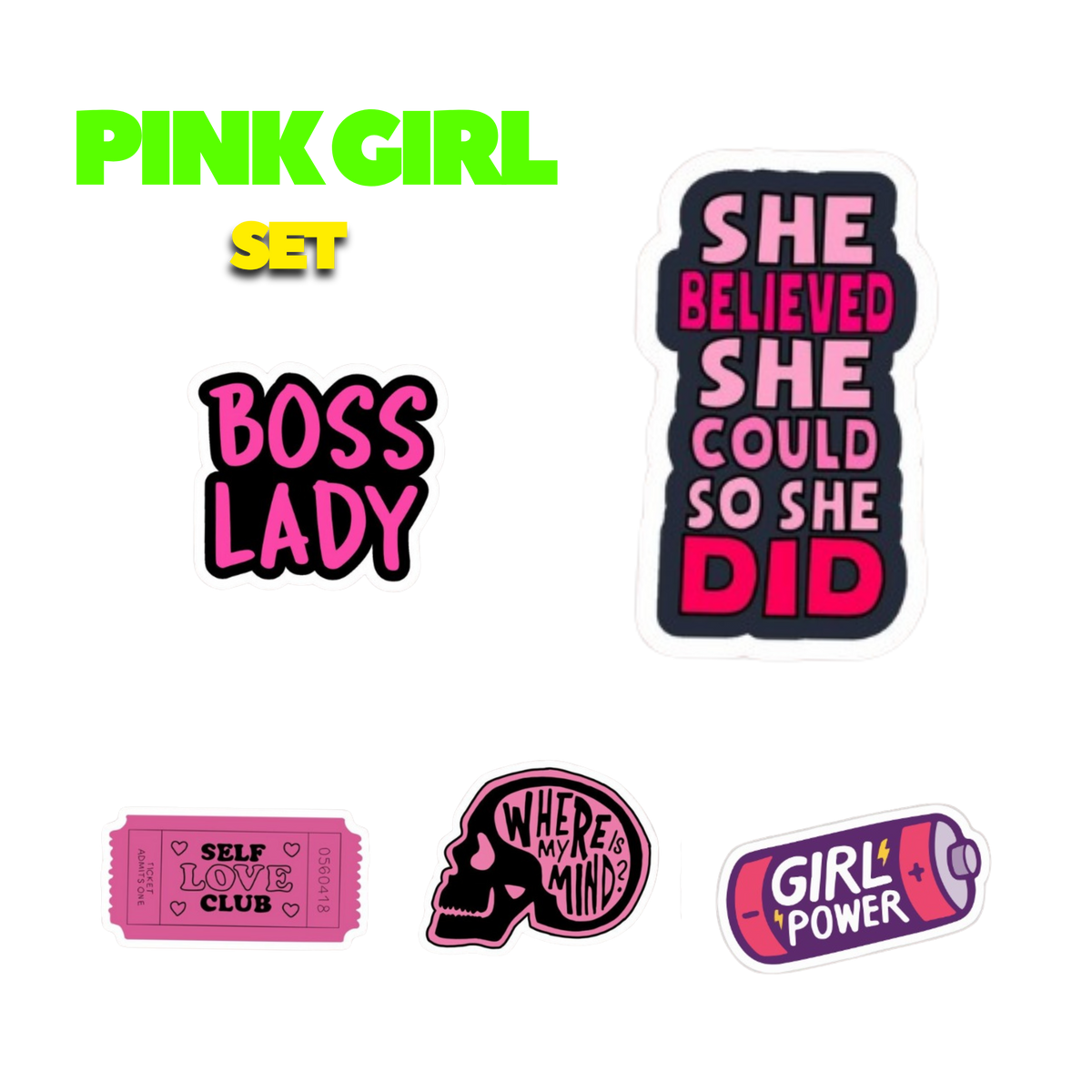 Pink Girl Sticker Set | Customized Sticker BD