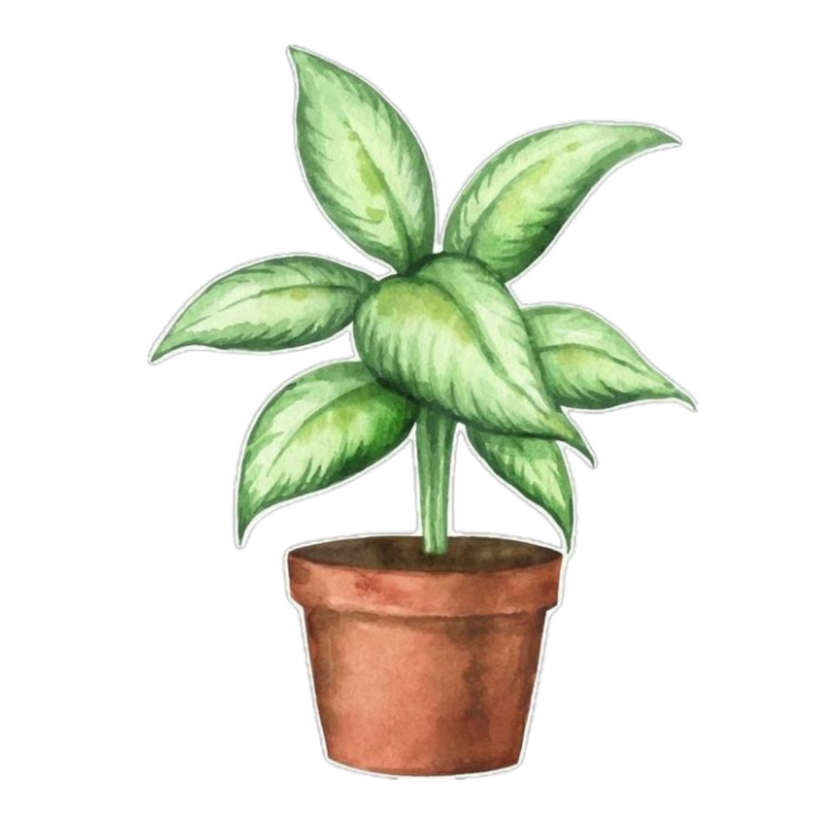 Green Indoor Plant Sticker | Potted Houseplant Sticker BD