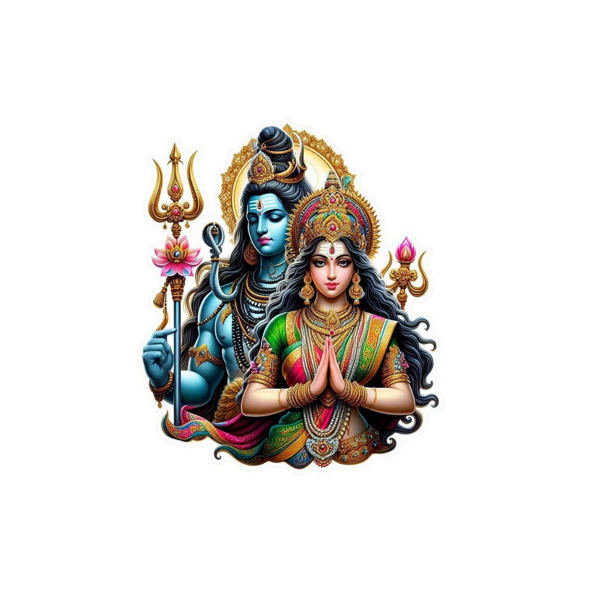 Shiva Parvati Premium Sticker | Om, Gods, Mantras & Spiritual Symbol | Customized Sticker BD