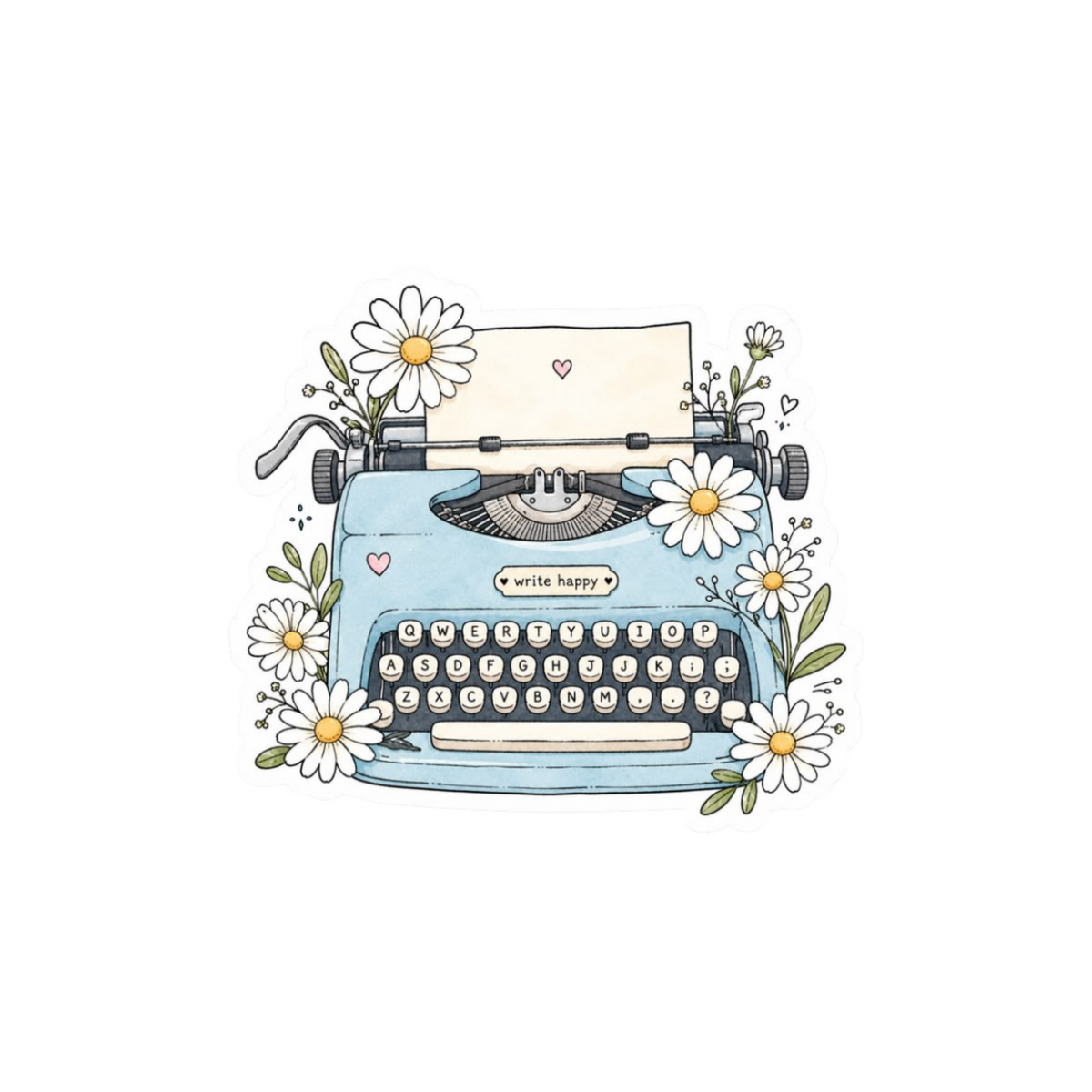 Floral Typewriter Sticker | Customized Sticker BD