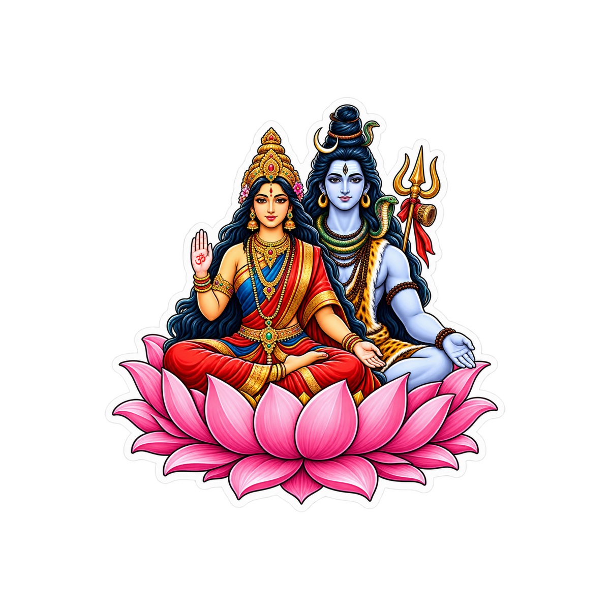 Shiva Parvati Lotus Sticker | Om, Gods, Mantras & Spiritual Symbol | Customized Sticker BD
