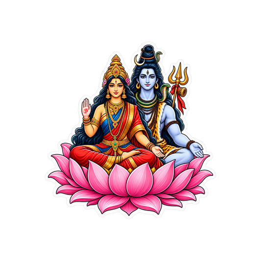 Shiva Parvati Lotus Sticker | Om, Gods, Mantras & Spiritual Symbol | Customized Sticker BD