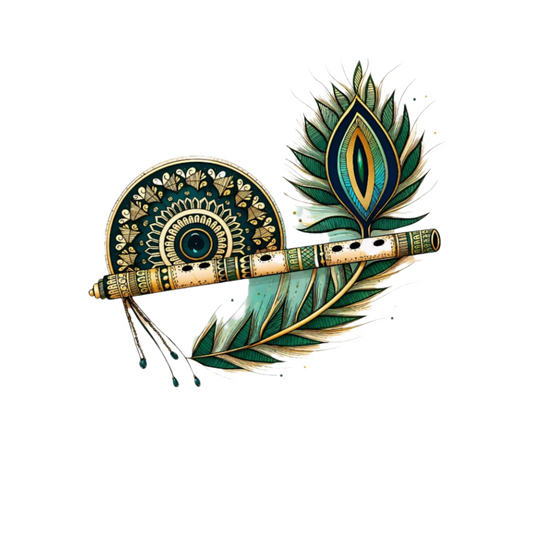 Krishna Bansuri Peacock Feather Sticker | Om, Gods, Mantras & Spiritual Symbol | Customized Sticker BD