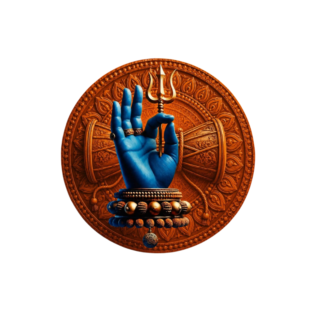 Lord Shiva Hand Trishul Sticker – Rudraksha & Mandala Art