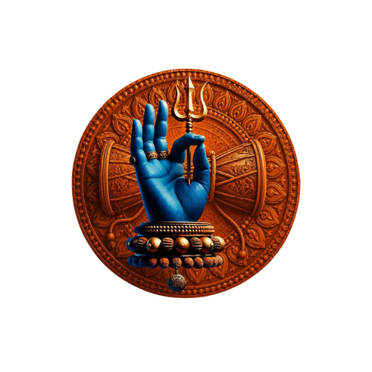 Lord Shiva Hand Trishul Sticker – Rudraksha & Mandala Art