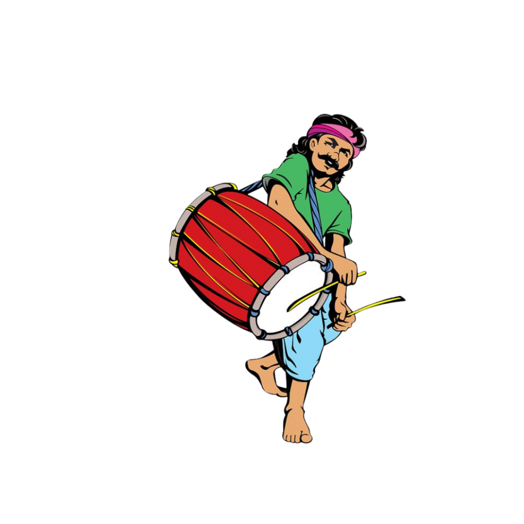 Dhaki Bengali Drummer Durga Puja Sticker | Durga Puja & Festival | Customized Sticker BD
