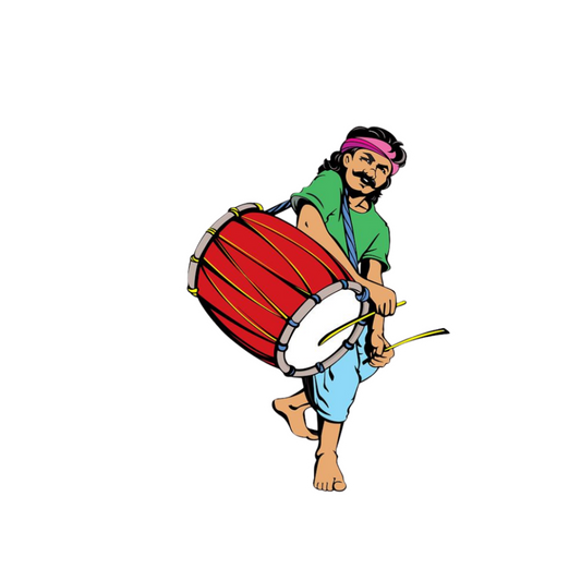 Dhaki Bengali Drummer Durga Puja Sticker | Durga Puja & Festival | Customized Sticker BD