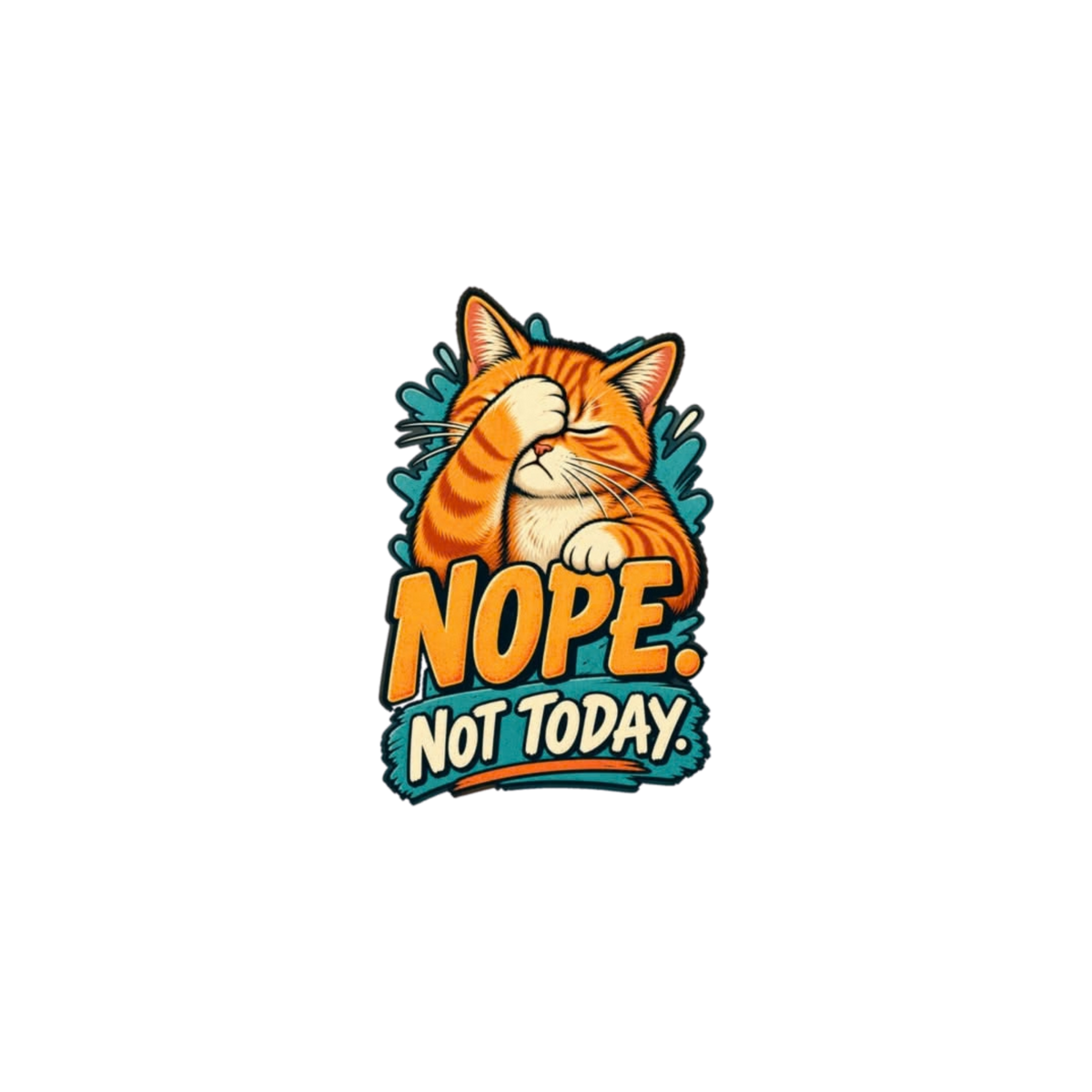 Nope Not Today Orange Cat Sticker | Attitude Sticker | Customized Sticker BD