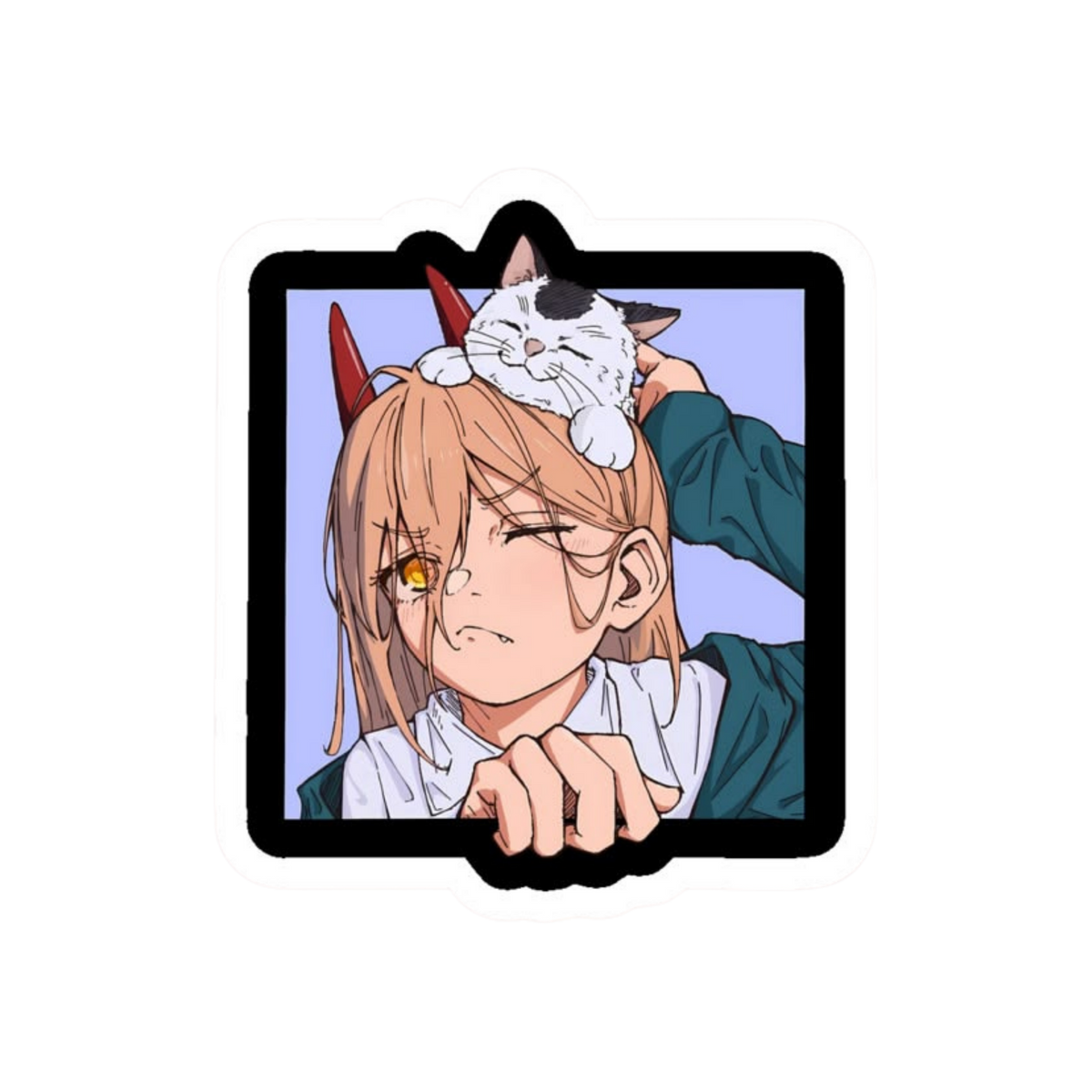 Power & Cat Sticker | Chainsaw Man Anime Sticker | Customized Sticker BD